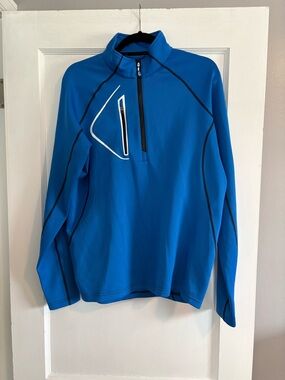 Sunice Men's Blue Quarter-Zip Pullover with Zip Pocket Size Medium